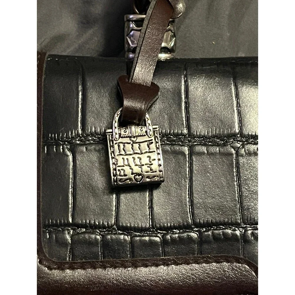 Marc Chantal satchel bag faux crocodile embossing with shoulder strap